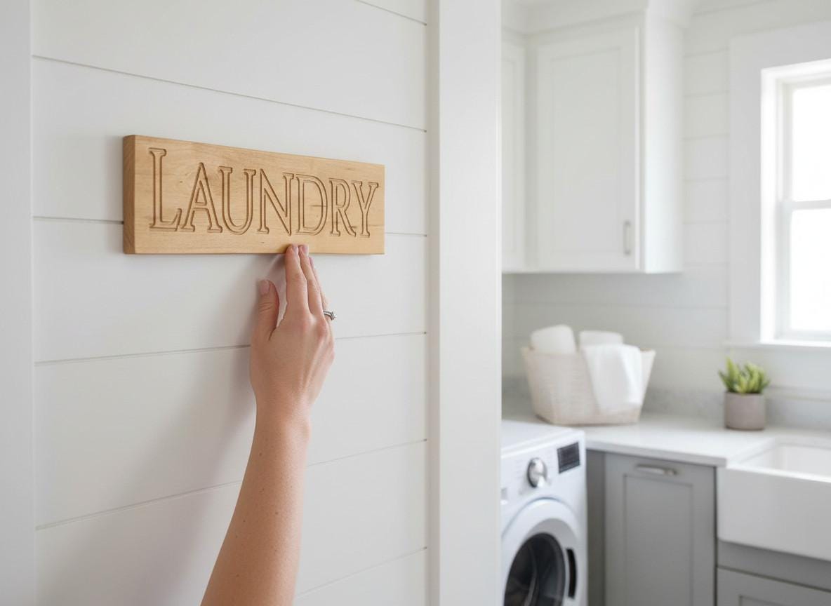 Laundry Wooden Carved Sign